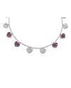 Collier Crivelli en Or Blanc avec Coeurs de Rubis et Diamants