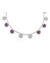 Crivelli Choker in White Gold with Ruby and Diamond Hearts