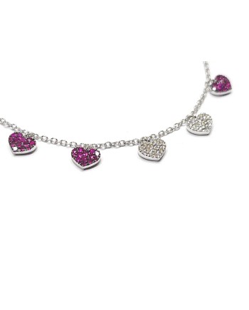 Crivelli Choker in White Gold with Ruby and Diamond Hearts