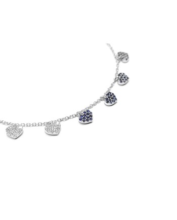 Crivelli White Gold Choker with Sapphire and Diamond Hearts