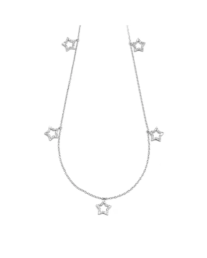 Girocollo Crivelli in Oro Bianco con Stelle di Diamanti