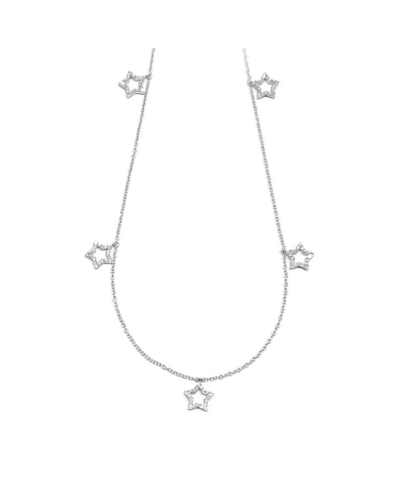 Collier ras de cou Crivelli en or blanc avec étoiles en diamant