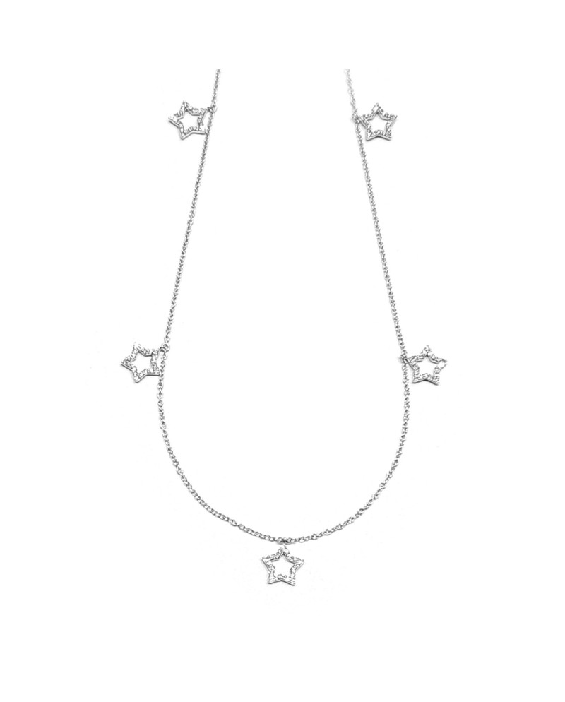 Girocollo Crivelli in Oro Bianco con Stelle di Diamanti