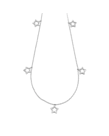Collier ras de cou Crivelli en or blanc avec étoiles en diamant