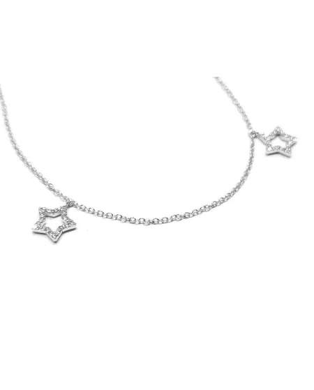 Collier ras de cou Crivelli en or blanc avec étoiles en diamant