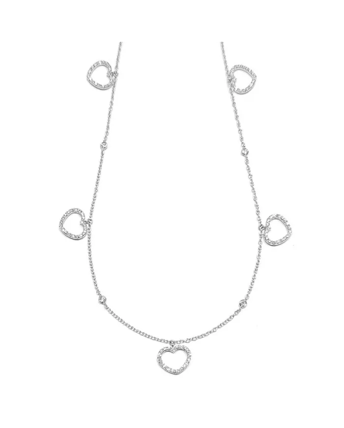 Collier ras de cou Crivelli en or blanc avec coeurs en diamants