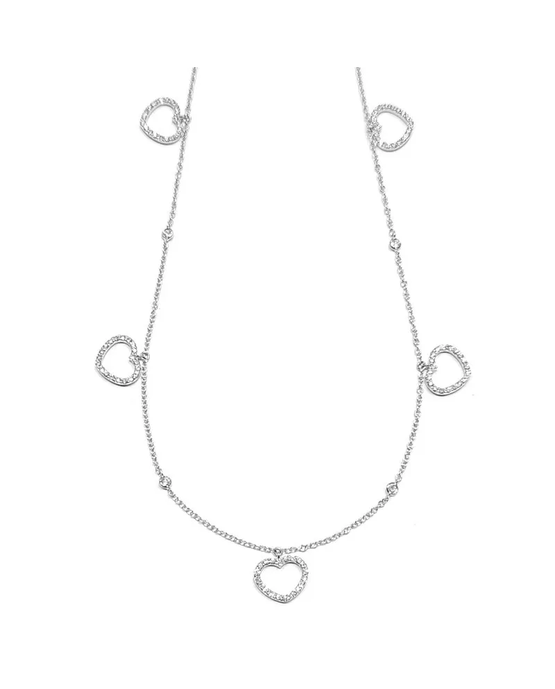 Collier ras de cou Crivelli en or blanc avec coeurs en diamants