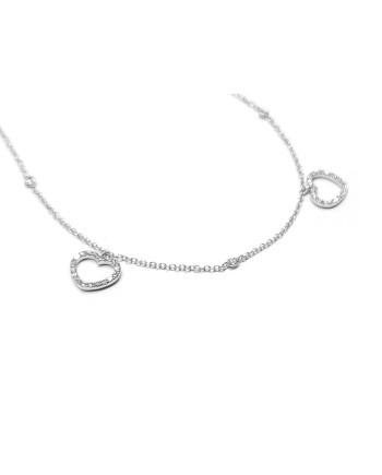 Collier ras de cou Crivelli en or blanc avec coeurs en diamants