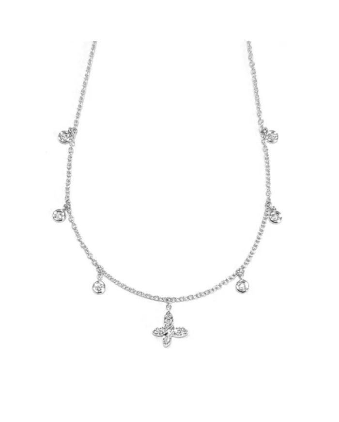 Collier ras de cou Crivelli en or blanc avec papillon et diamants