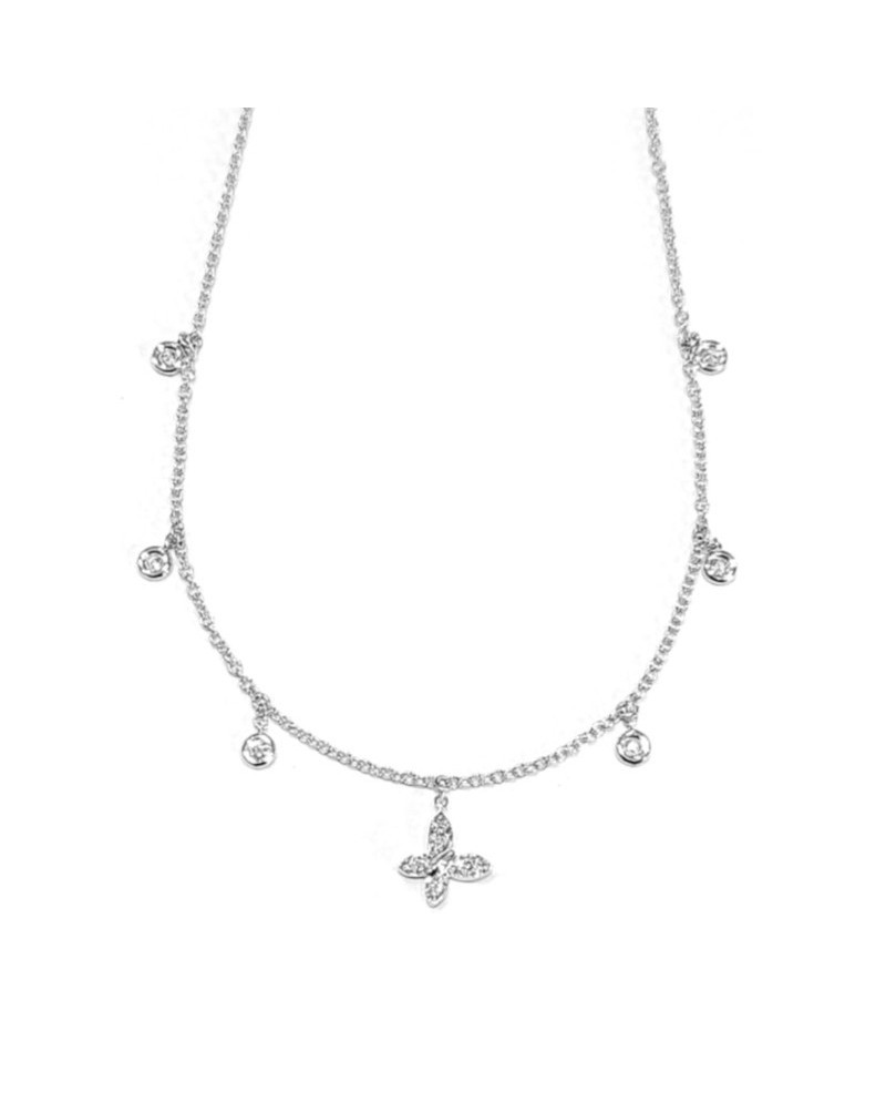 Collier ras de cou Crivelli en or blanc avec papillon et diamants