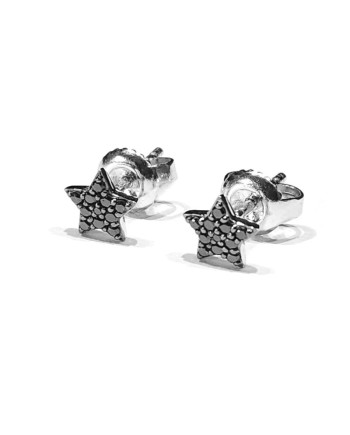 Crivelli Earrings in White Gold and Black Diamonds with Stars