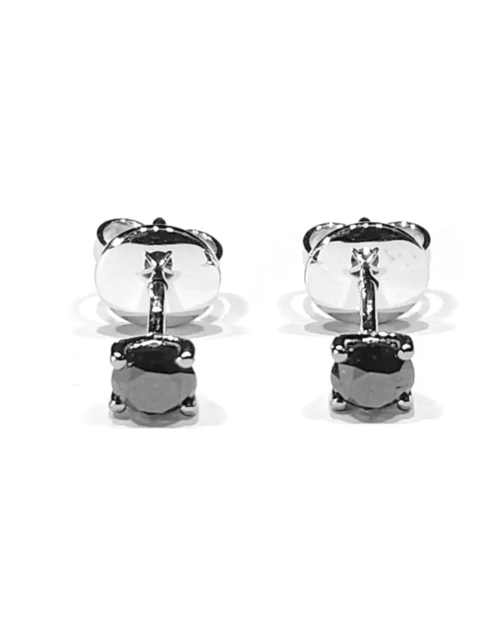 Boucles d'oreilles Crivelli Light Point en Or Blanc et Diamants Noirs