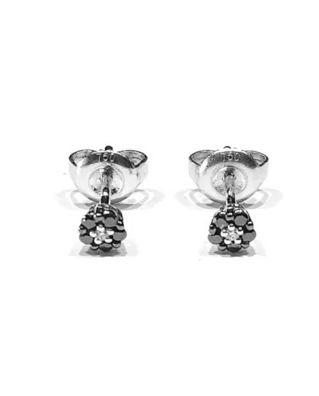 Boucles d'oreilles Crivelli en or blanc et diamants noirs
