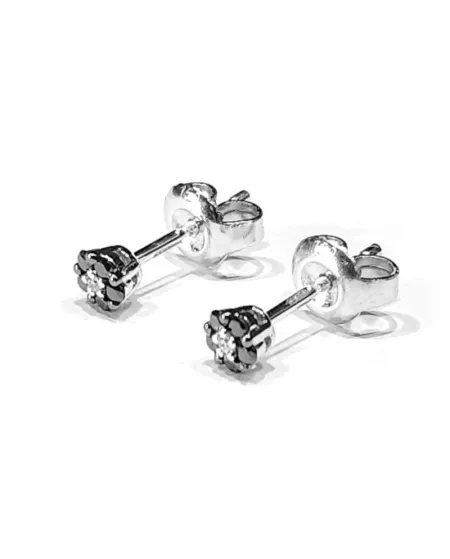 Boucles d'oreilles Crivelli en or blanc et diamants noirs