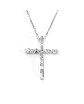Crivelli Choker in White Gold and Cross with Diamonds