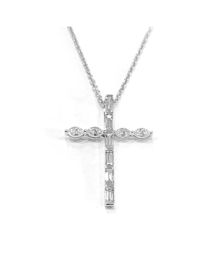 Crivelli Choker in White Gold and Cross with Diamonds