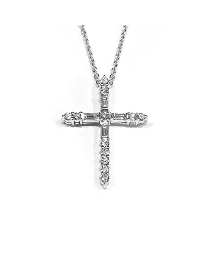 Crivelli Choker in White Gold and Cross with Diamonds
