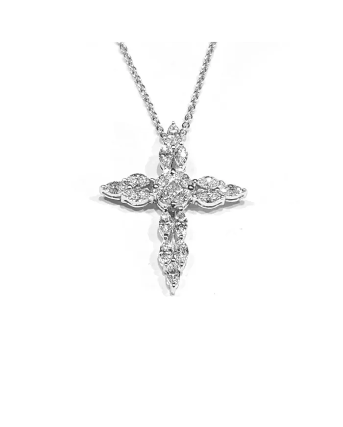 Crivelli Choker in White Gold and Cross with Diamonds