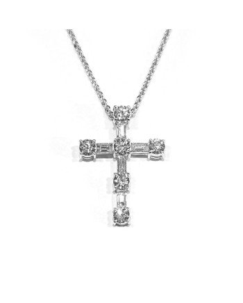Crivelli Choker in White Gold and Cross with Diamonds