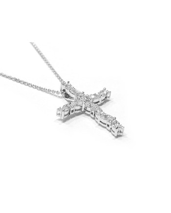 Crivelli Choker in White Gold and Cross with Diamonds