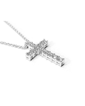 Crivelli Choker in White Gold and Cross with Diamonds