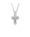 Collier ras de cou Crivelli en or blanc et croix avec diamants cerf-volant