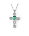 Crivelli Choker in White Gold and Cross with Diamonds and Emerald
