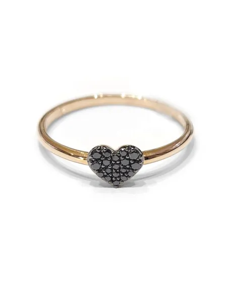 Anello Crivelli in Oro Rosa con Pavé di Diamanti Neri a Cuore