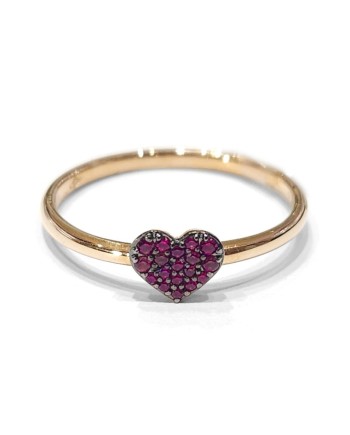 Crivelli Ring in Rose Gold with Pavé of Heart-Shaped Rubies