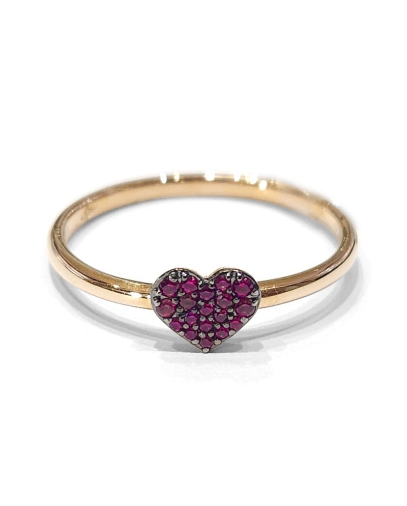 Crivelli Ring in Rose Gold with Pavé of Heart-Shaped Rubies