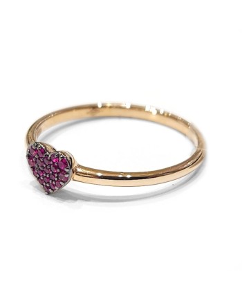 Crivelli Ring in Rose Gold with Pavé of Heart-Shaped Rubies