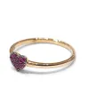 Bague Crivelli en or rose avec pavé de rubis en forme de coeur