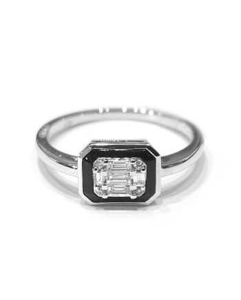 Crivelli Ring in White Gold with Diamonds and Onyx