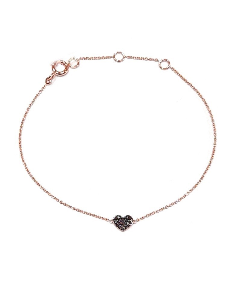 Crivelli Bracelet in Rose Gold with Black Diamond Heart