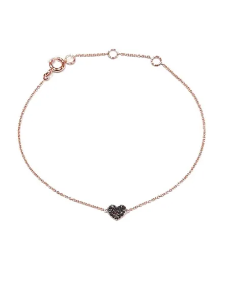 Bracciale Crivelli in Oro Rosa con Cuore di Diamanti Neri