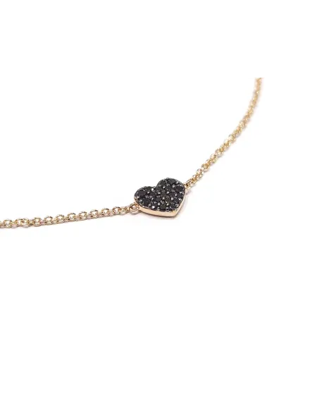 Bracciale Crivelli in Oro Rosa con Cuore di Diamanti Neri
