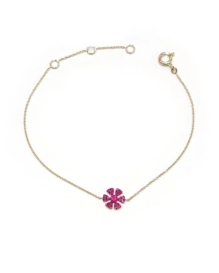 Bracciale Crivelli in Oro Rosa con Fiore di Rubini