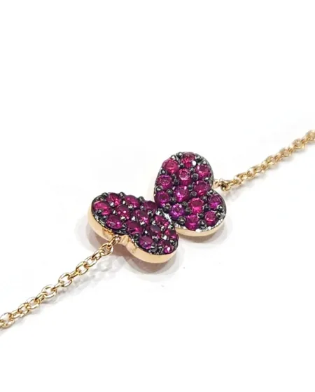 Bracelet Crivelli en or rose avec papillon rubis