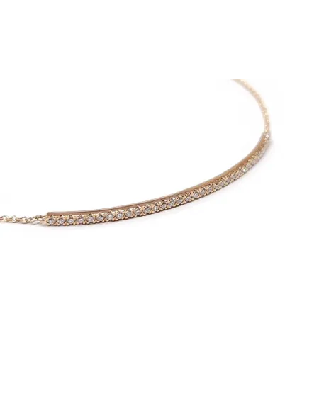 Crivelli Rose Gold Bar Bracelet with Diamond Pavé