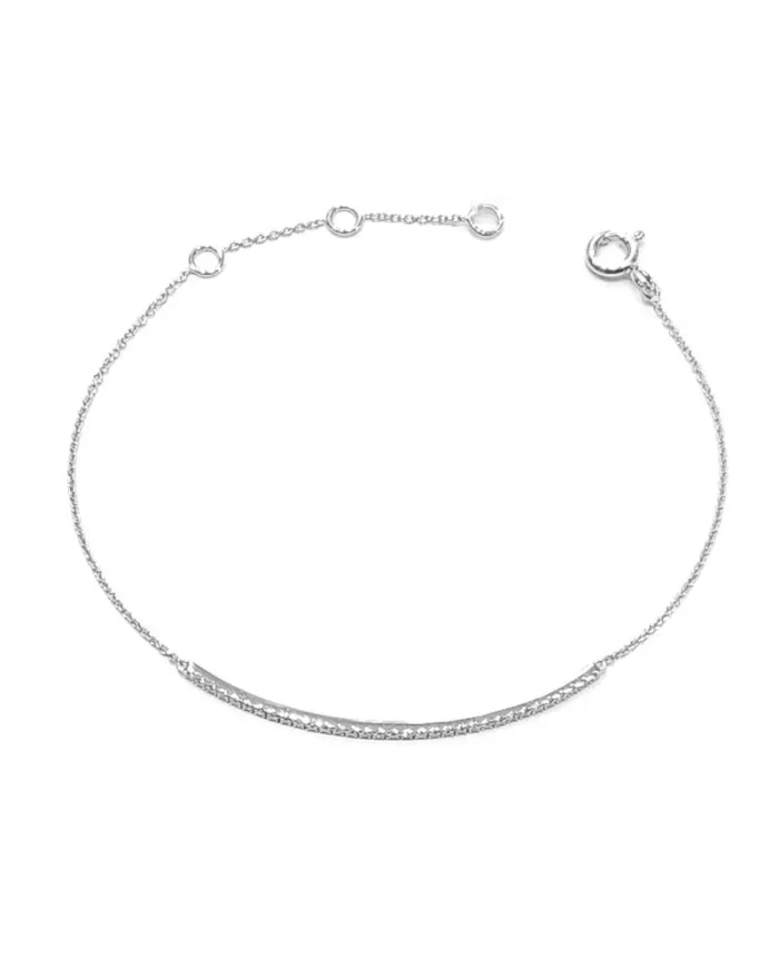 Bracciale Crivelli in Oro Bianco a Barra con Pavé di Diamanti