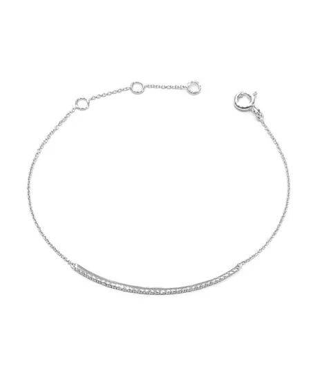 Crivelli White Gold Bar Bracelet with Diamond Pavé
