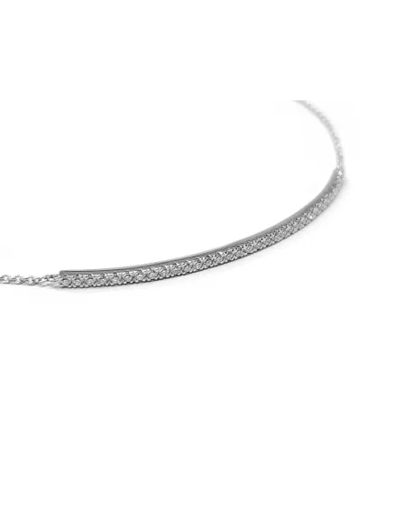 Bracciale Crivelli in Oro Bianco a Barra con Pavé di Diamanti