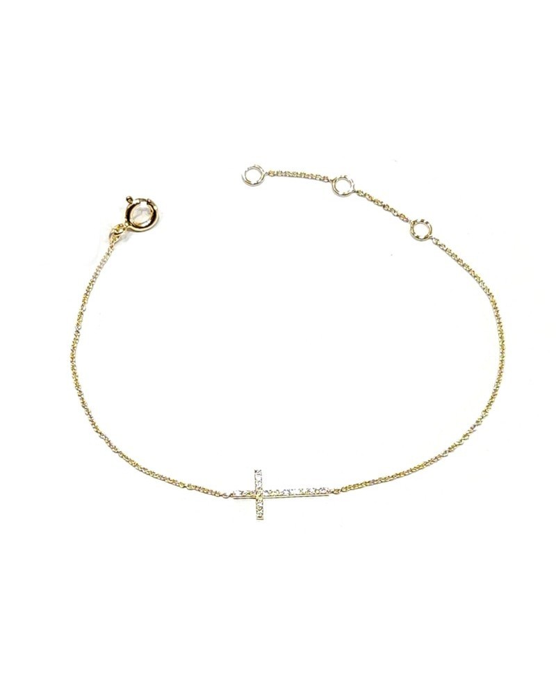 Crivelli Bracelet in Yellow Gold with Diamond Cross