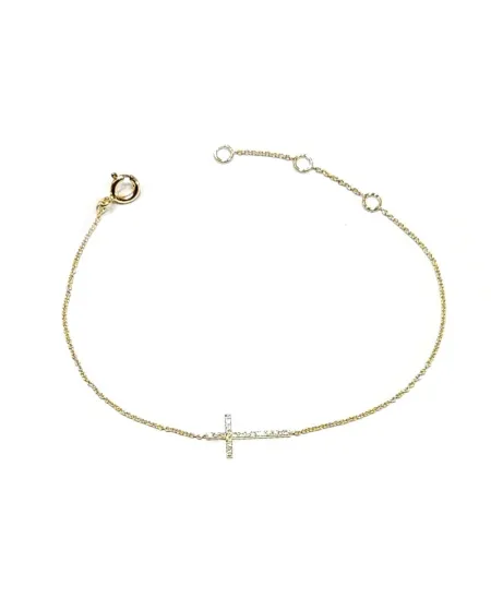 Bracelet Crivelli en Or Jaune avec Croix de Diamants