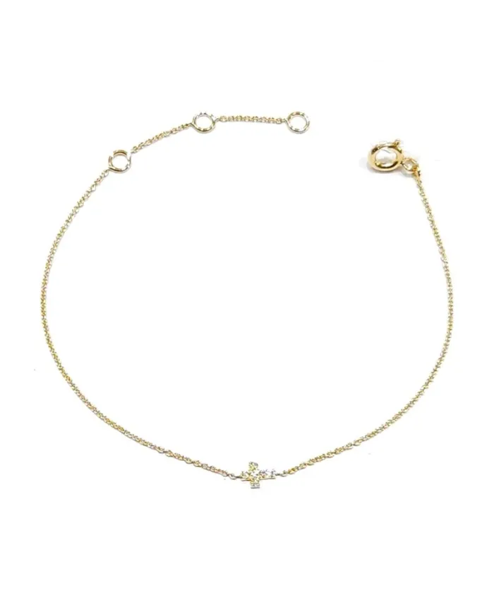 Crivelli Bracelet in Yellow Gold with Diamond Cross