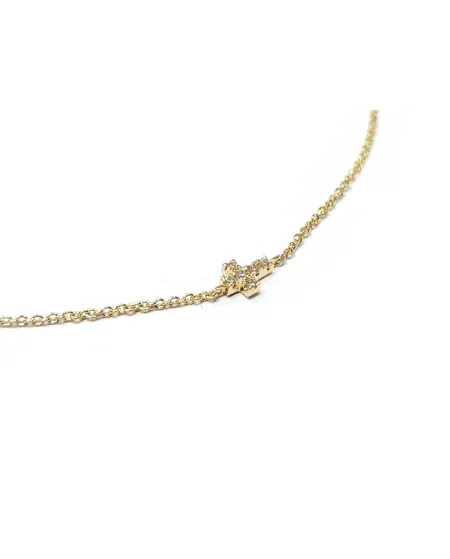 Crivelli Bracelet in Yellow Gold with Diamond Cross