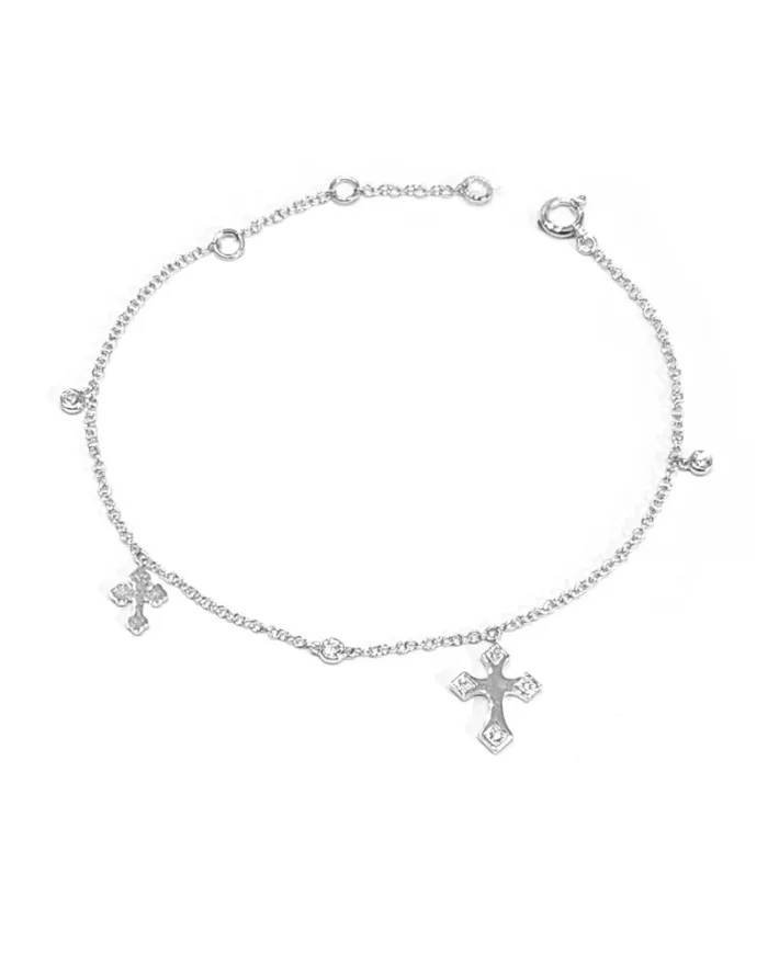 Bracelet Crivelli en or blanc avec croix et diamants