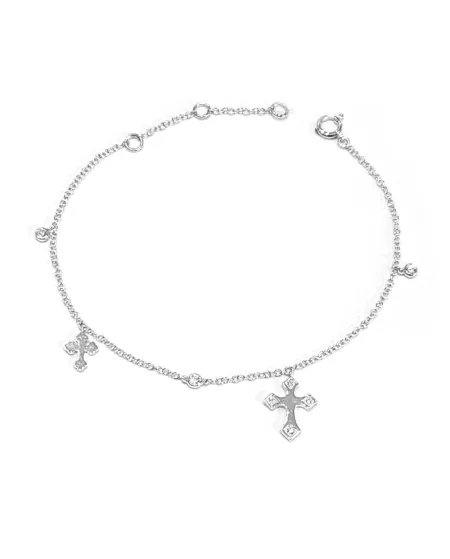 Crivelli Bracelet in White Gold with Crosses and Diamonds