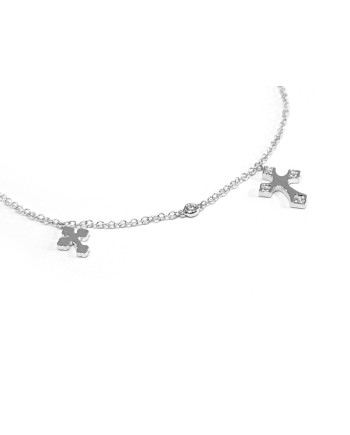Bracciale Crivelli in Oro Bianco con Croci e Diamanti