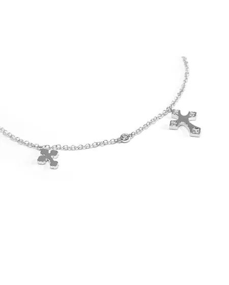 Crivelli Bracelet in White Gold with Crosses and Diamonds